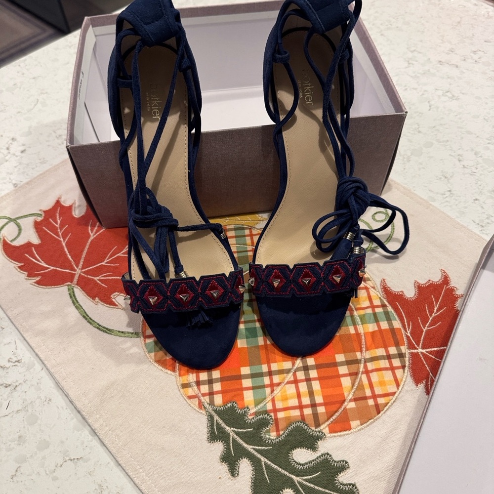 Botkier Navy Sandals with Red Detailing